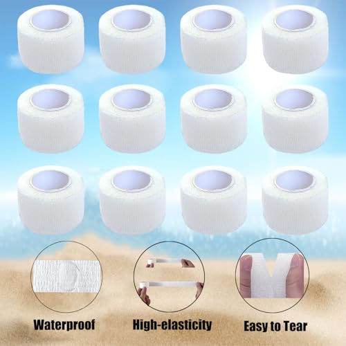 12 Pack Self Adhesive Wrap Bandage - Vet Wrap for Pets, Stretch Self-Adherent Cohesive Tape Breathable Athletic Tape Rolls (1 Inches x 5 Yards Each, White) - color: Blue