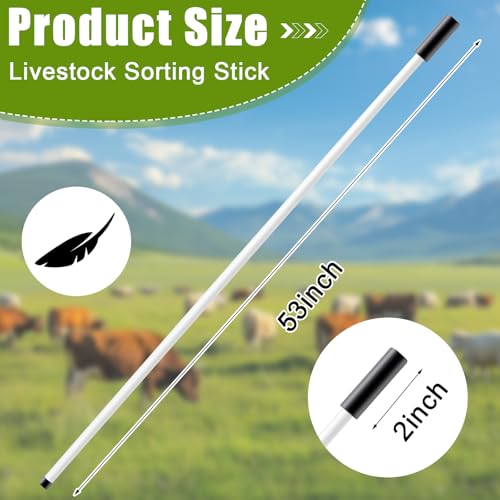 53 Inch Fiberglass Livestock Sorting Stick White 1/2" Diameter Cattle Show Stick with Sponge Handle Bending Poles for Horses