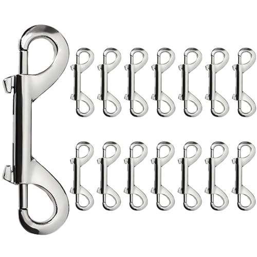 Double Ended Bolt Snaps Hook Zinc Alloy Double Trigger Metal Clips for Hanging Horse Tack Sling Feed Barns Water Buckets Linking Dog Leash Collar Leash Key Chain Horse Feeding Supplies 15 Pieces - size: 3.5 inch