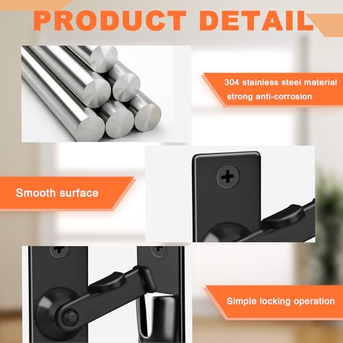 2 Pack Screen Door Latch 90 Degree, 2.36 x 0.87 Inches Gate Latch Sliding Screen Door Lock Barn Door Latch, Black - color: Black-90° Only, size: Large-2 Pack