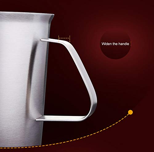 32Oz/4Cup Stainless Steel Pitcher (SUS304), 1 Liter Metal Container for Water, Milk, Liquid with Handle with Engraved Markings, Silver - size: 1000ML