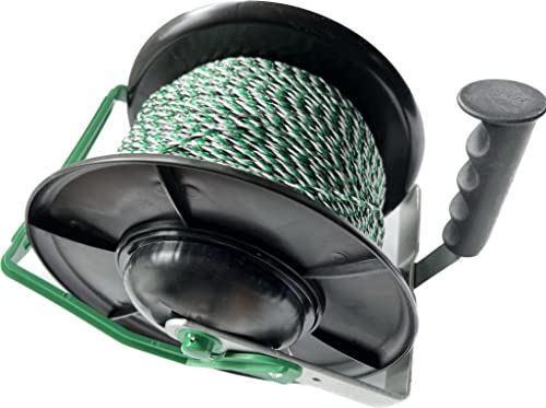 PK1 Electric Fence Polywire 9 Conductors 1312 Feet Pre-Spooled on 3:1 Standard Geared Reel with 1 Free Insulgrip - size: 1312 ft x 9 wires x 1 standard reel