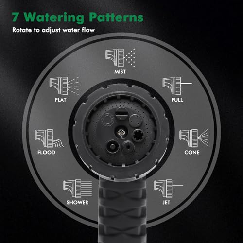 RESTMO Garden Hose Nozzle, Heavy Duty Metal Water Hose Nozzle for Outdoor | Hose Sprayer Nozzle with 7 Adjustable Spray Patterns, Leak Proof Nozzle Ideal for Watering Plants and Lawn, Pet Showering - size: 7 Spray Patterns-Rear-Press Lever Control