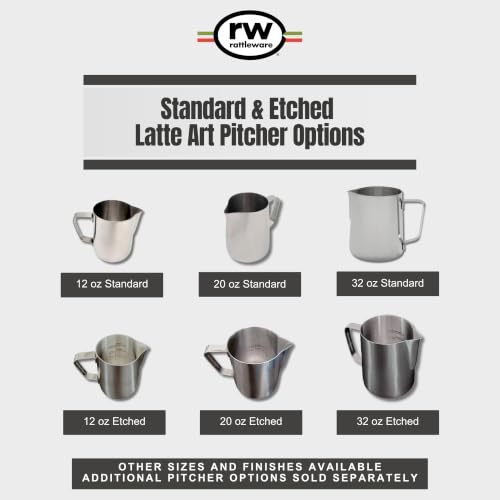 Rattleware 32oz Stainless Steel Latte Art Pitcher | Classic steaming pitcher - size: 32 Ounces
