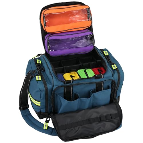 Lightning X Stocked X-Large Modular EMT Medic Trauma Bag w/Emergency Medical Fill Kit Supplies - Blue - color: Blue