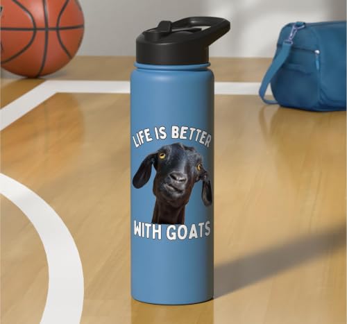 Funny Life is Better with Goats Whisperer Goat Lover Kids Stainless Steel Insulated Water Bottle - color: Light Blue