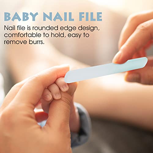 Baby Nail Clippers Set with Cute Case, Infant Fingernail and Toenail File Kit for Newborn Manicure and Pedicure, New Mom Grooming Gift - color: Polar Blue