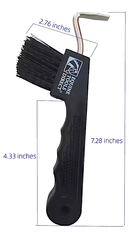 Horse Hoof Pick with Brush, Soft Touch Ergonomic Black Handle, Durable Hoof Cleaning Tool for Horses, Ponies & Farrier Hoof Care