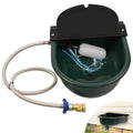 Automatic Water Dispenser for Dogs with Drain Hole & Drain Valve, 1 Gallon Auto Dog Water Bowl Outdoor with Float Valve, Hose Quick Connect Fitting, for Livestock, Chicken, Horse (Green)