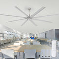 ZMISHIBO 96 Inch Industrial Ceiling Fan without Light, 8 Aluminum Blades | DC Motor, Damp Rated, 6 Speeds, Remote Control, 3 Downrods, Flat/Sloped Ceiling, Commercial, Farmhouse, Garage, Warehouse - color: Nickel, size: 96inch