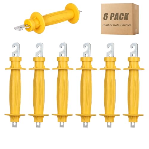 6 Pack Yellow Rubber Insulated Gate Handle Set – Heavy-Duty Electric Fence Handle, High-Visibility Durable Rubber, Weatherproof Safety Connector for Farm & Ranch Electric Fencing - color: 6-Pack