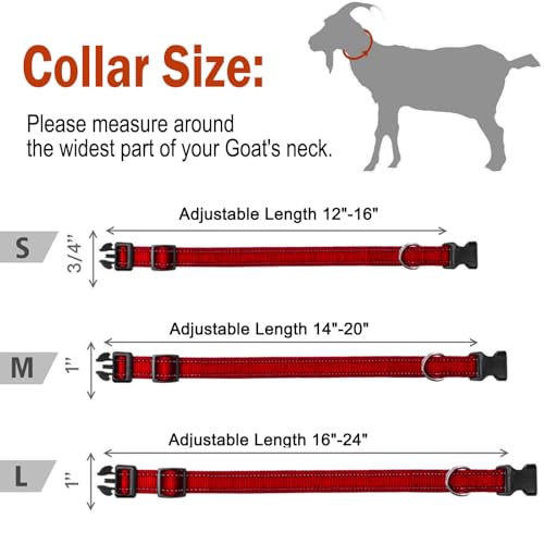 5 Pack Goat Collars Reflective Goat Collars with Grazing Copper Bells and Adjustable Nylon Collar with Anti-Lost Loud Bronze Bell for Farm Animal Goat Sheep Horse Cow(Size:S Neck 12-16") - size: S-Small (Neck 12-16")
