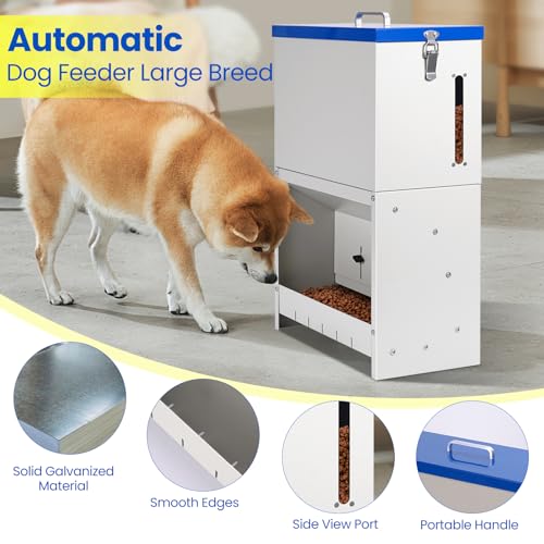 22lbs Gravity Dog Feeder - Automatic Dog Feeder Large Breed | Dog Food Dispenser,Adjustable Feeding Speed,Two Installation Method,Solid Material, Viewing Window Design,for Cat Dog