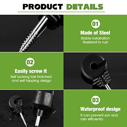 200 Pcs Electric Fence Insulator with 1 Pcs Insulator Socket Tool Screw in Ring Post Wood Post Electric Fence Ring with Socket Tool for Animal(Black) - color: Black