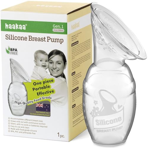 haakaa Manual Breast Pump for Breastfeeding 4oz/100ml | Premium Silicone Made, Portable & Flexible, One-piece Design, Lightweight, On-the-Go, BPA Free, PVC-free, phthalate-free - size: 4 Ounce
