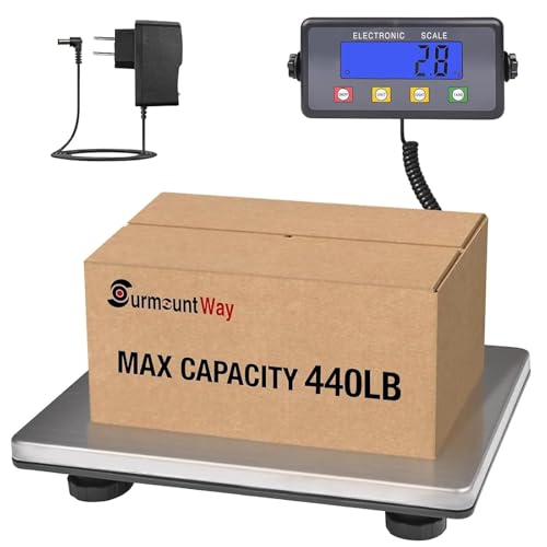 SurmountWay Large Shipping Scale, 440lb/0.2lb Digital Postal Scale | Tare/Count/Auto-Off Function, Stainless Platform, Backlit LCD, High Accurate, Packages, Small Business, Warehouse & Home Use