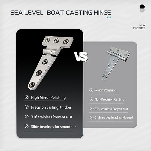 316 Stainless Steel T Hinges Marine Grade 4'' x 2" Heavy Duty Boat Hatch Hinge (100 mm X 54 mm) 2 Pack Casting Cabinet Hardware Door Hinge with Screws - style: 4'' x 2" 2 Pack