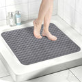 Square Shower Mat Non Slip: 32" x 32" Large Shower Mats for Inside Shower - Soft TPE Cuttable Anti Slip Shower Floor Mat with Drain Holes and Suction Cups - color: Dark Gray