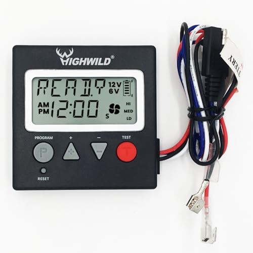 Highwild 6V/12V Universal Game Feeder Digital Timer | Up to 8 Feed Times Deer Feeder Timer with Adjustable Feed Duration, Motor Speed, LCD Display, and Memory Function for Hunting