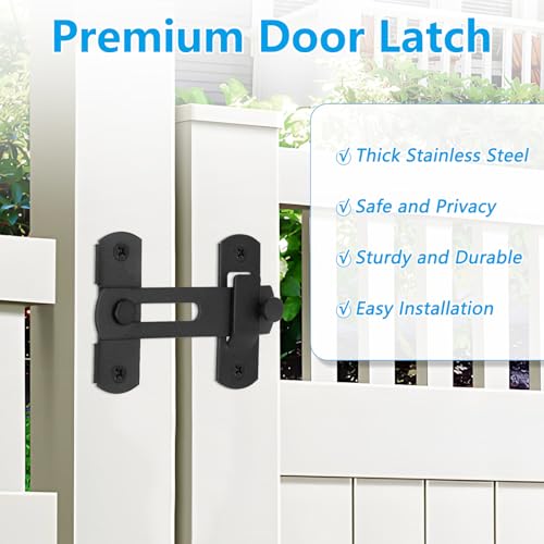 2 Pack Premium Barn Door Lock, 4-Inch Sliding Door Latch, Black | Rust & Scratch-Resistant, Easy Installation, Heavy Duty Hardware, Fits Barn, Bathroom, Garage, Cabinet Doors And More - color: Black