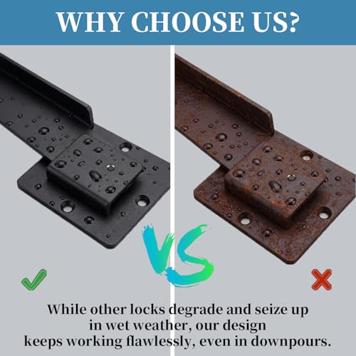 9-Inch Heavy Duty Flip Gate Latch with 4 Padlock Holes 4mm Thick Carbon Steel Adjustable Door Latch for Sliding/Swing Gates, Barn, Shed, Garage, Yard, Fence (9 inch (Included Lock)) - size: 9 inch(Included Lock)