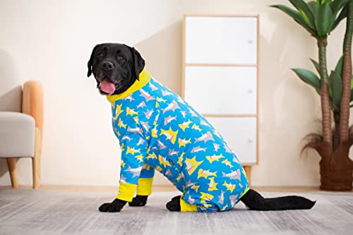 Dog Surgery Recovery Suit Female Male for Dogs After Surgery Medium Large Dogs Onesie Dog Pajamas Pjs Clothes (Yellow Shark, 28 (Chest 26.77 in | Backlength 18.11)) - color: yellow shark, size: 28 (Chest 26.77 in | Backlength 18.11)