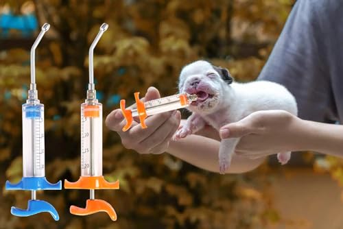 2 Pcs Goats Feed water filler, Drench Nozzle, Reusable, Adjustable Dosage, for Cattle, Sheep, Goats, Horse, Pig, Dog Supplies (Blue+Orange 20ml) - size: G (2ps 20ml)