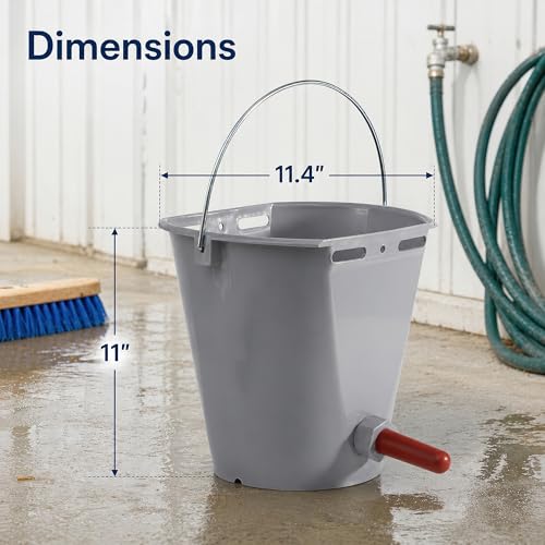 Calf Feeding Buckets, 3 Pack 8.45 Qt Single Teat Feeders | removable teat, with metal hanger, sturdy plastic, for milk feeding calves goats lambs and sheep
