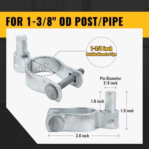 VIVIDA 1-3/8" Chain Link Fence Gate Hinge, Male Gate Post Hinge, 2 PCS | Chain Link Fence Hardware, Galvanized Steel, For 1-3/8" OD Post, Bolts & Nuts Included - size: 1-3/8" (2 PCS)