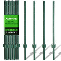 Fence Post 4 Feet / 48 Inch, Pack of 10, Heavy Duty Metal Fence Posts, No Dig U Post with U-Channel, Adjustable Tabs & Anchor Plate, Rust-Proof Steel Fence Stakes for Garden, Farm, Lawn, Poultry - size: 4 Feet
