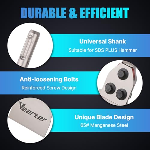 4''x12'' SDS Plus Floor Scraper, Concrete Chisel Tile Removal Tool | SDS Chisel Bit, Tile Scraper Brick Removal, 65# Manganese Steel Replaceable Blade, 40CrMo Steel Shank, for Electric Hammer - size: 4'' x 12''