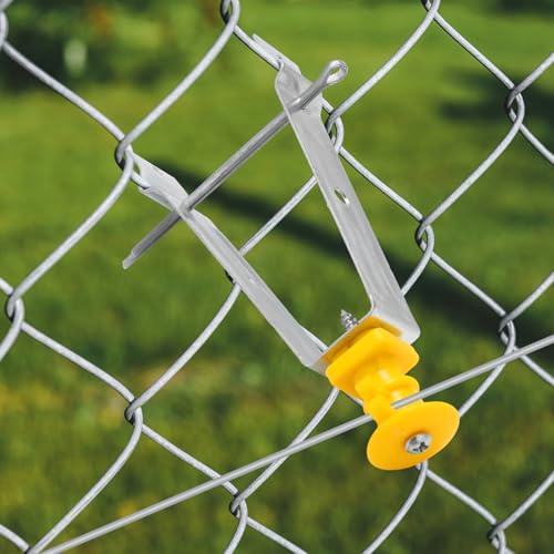 Tondiamo Chain Link Insulator Electric Fence Stainless Steel Insulator T Post Extender Wire Holders for Chain Link and Studded T & U-Posts Tubing(Yellow,100 Pcs) - color: Yellow
