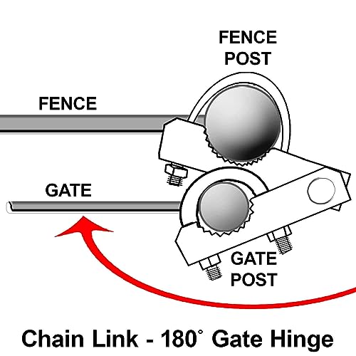 Chain Link Fence 180 Degree Commercial Duty Gate Hinge-for 8-5/8" Outside Diameter Gate Post/Pipe & 1-5/8 Thru 1-7/8" Gate Frame. Chain Link Post Gate Hinge - Hinge U Bolts Included - Qty 2 - size: 8-5/8" - 2 Pack