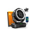Rechargeable Solar Powered Camping Fan & Auto Oscillating, 【60H Runtime】Battery Powered Fan, Portable Outdoor Fan,5 Speeds,3 Lights,12H Timer for Travel, Fishing,Jobsite,Beach,Camping Essential - color: Black