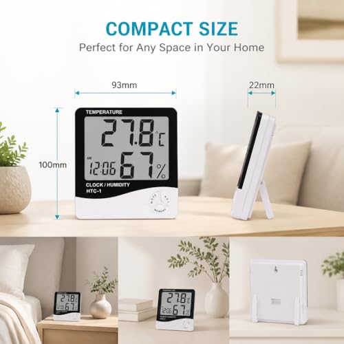 Digital Hygrometer & Thermometer – Indoor Temperature and Humidity Monitor, Mini Room Sensor for Home