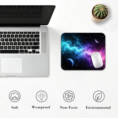 Cosmic Galaxy Nebula Mouse Pad 9.5" x 7.9", Purple & Teal Space Stars Cute Desk Mat, Dreamy Night Sky - color: Cosmic Galaxy