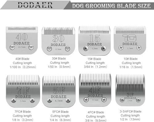 7Pcs Dog Grooming Blades Set,Compatible with Andis,OsterA5,Wahl KM10 Series | Include 10/30/40/7F/5F/4F/3F Detachable blade ,7 Count,Made of Stainless Steel - size: 10+30+40+7F+5F+4F+3F
