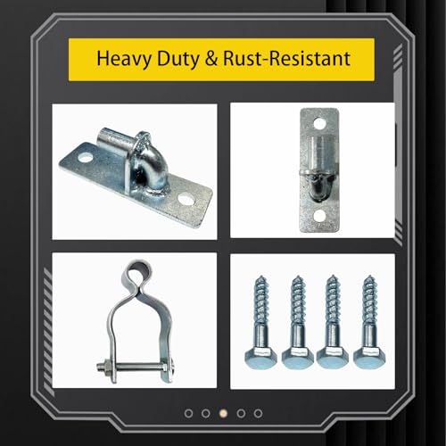 2Pcs Heavy Duty Gate Hinges, 1-3/8" Wall Mount Hinge for Chain Link Fence & Wood Gate, Steel Outdoor Gate Hardware, Farm Gate Hinges & Fence Parts