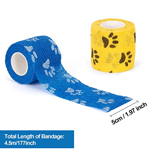 Pet Vet Wrap for Dogs Cohesive Bandages First Aid Tape Self Adhesive Bandage Wrap for Horse Cat Wound Care Self Adherent Elastic Bandage Sports Tapes 6 Rolls 2 inch