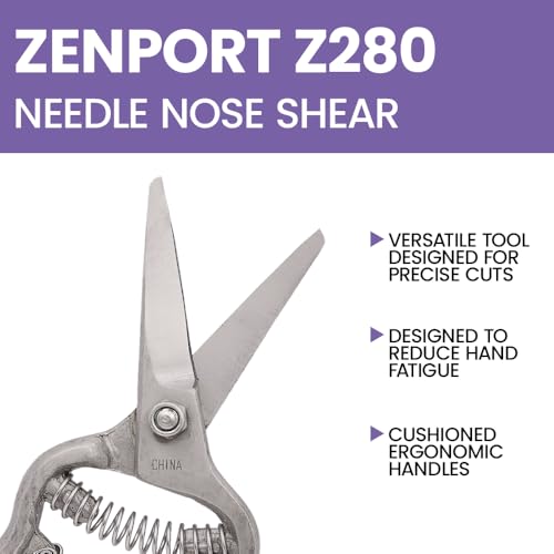Zenport Z280 Needlenose Shear, Grape, 8-Inch Heavy Duty Forged Steel Curved Blade