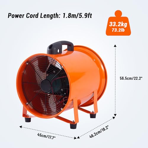 IDEALHOUSE 16 Inch Heavy Duty Utility Blower Fan with 32.8 FT Duct, 3500 CFM High Velocity Exhaust Fan, 2 Speed Portable Air Mover for Workshop Garage Confined Space, Low Noise 3500 RPM - size: 16 Inch Fan+32.8 FT Ducting