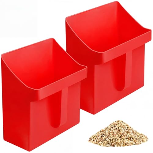 Relaxweex 2 Pcs 4 Quart Enclosed Large Feed Scoop, Red - color: Red