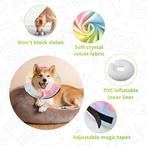 Dog Cone, Y-blue Dog Cone Collar Inflatable Puppy Neck Collar(Pink Blue, S) - color: Pink Blue, size: Small