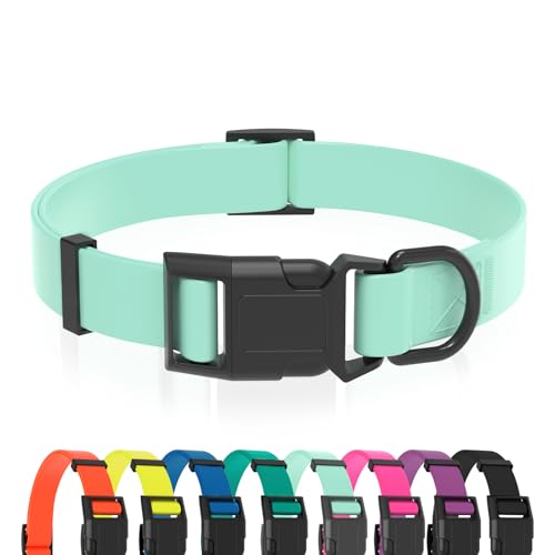 Waterproof Dog Collar, Easy to Clean Rubber Dog Collars with Quick Release Buckle Fits Small Medium or Large Dogs (Mint Green, S < 9.5-14.1 inch) - color: Mint Green, size: S (9.5-14.1 inch)