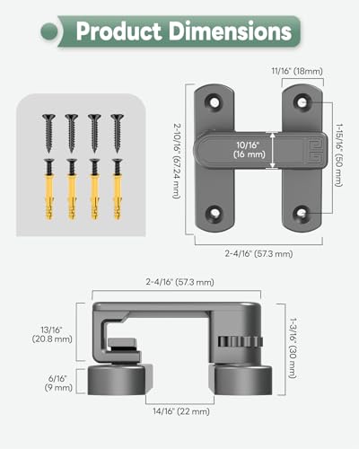 Adjustable Barn Door Locks, 90/180 Degree Gate Latch, Grey-2 Pcs | Home Security Sliding Door Latch for Bedroom, Barn, Cabinet, Garden & Fence - color: Grey-2 Pcs