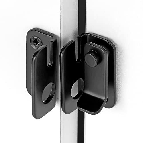2 Set Black Flip Latches with Padlock Hole，1.81”x1.77”Slide Bolt Latch_R | Stainless Steel Sliding Barn Door Lock ,for bedroom,drawer,Wine Cabinet,cabinet,garage,window,pet enclosures - color: Small_Black Right Open_2 Pack