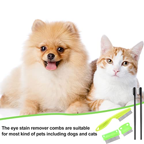 5 Pieces Dog Eye Combs Tear Stain Remover Combs Pet Grooming Comb for Small Dogs Gently Removing Eye Mucus and Crust (Green, Black) - color: Green, Black