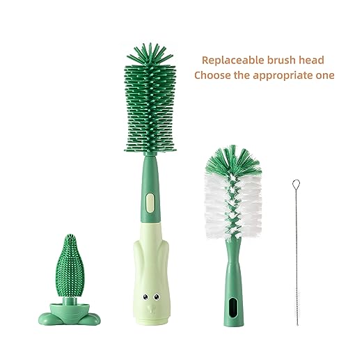 Silicone Baby Bottle Brush with Stand, Water Bottle Brush Cleaner Set | Cup Cleaning Brush, Multifunctional Cleaning Brush Set - color: Green 2