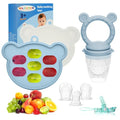 Baby Breastmilk Popsicle Molds & Fruit Feeder (2 Pack), Baby Food Freezer Tray Storage Containers, Silicone Teething Pacifier Feeder and Teether for Babies - Sky Blue - color: Q-Blue