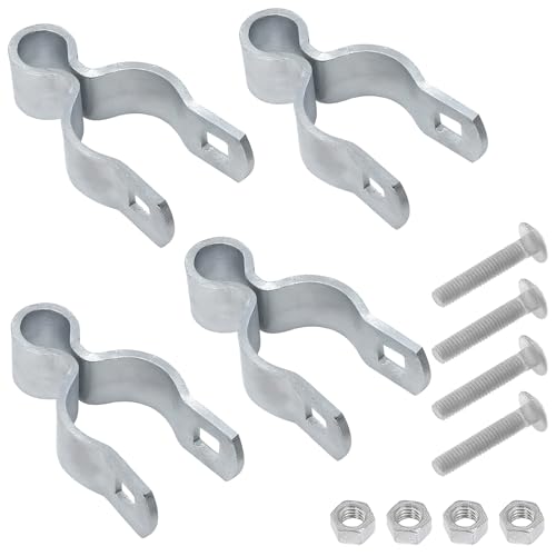 4 Pack 1-3/8" Chain Link Fence Frame Gate Post Female Hinge,Galvanized Steel Gate Hinge for Fence Posts, Bolts & Nuts Included - size: 1-3/8" Female